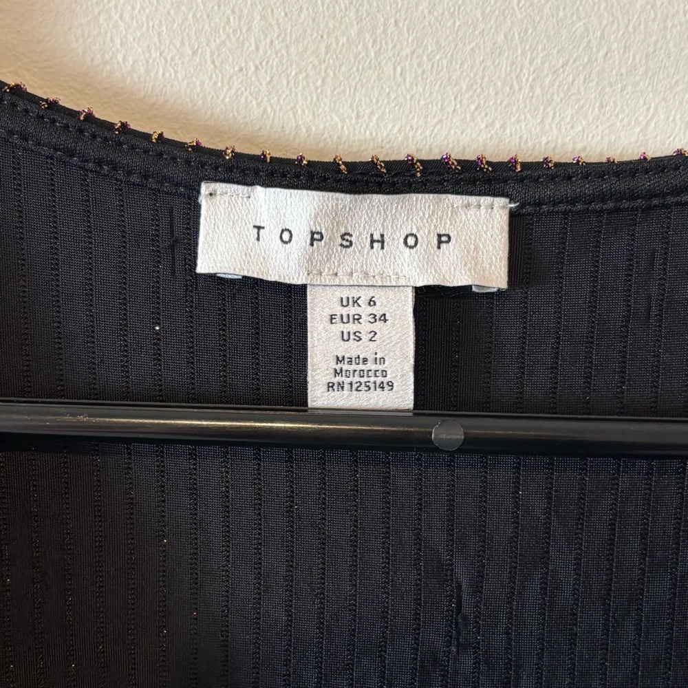 TOPSHOP Glitter Metallic Stripe Wrap Romper - Picture 3 of 9